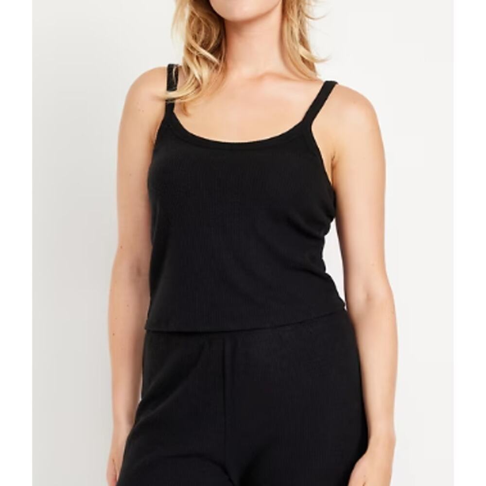 Old Navy Womens XL Black Jack Ribbed Lounge Tank Top Shirt NEW Strappy Everyday